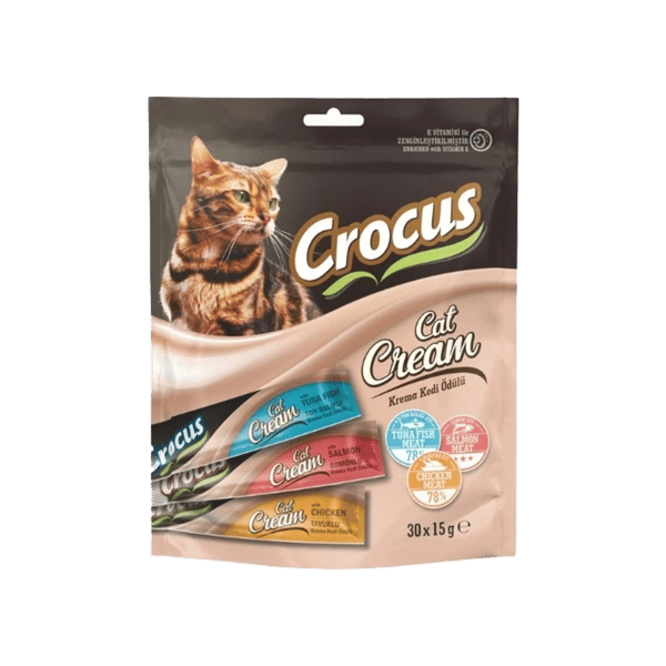 Crocus Kaışık Paket Tavuklu-Ton Balıklı-Somonlu Krema Kedi Ödülü 30x15g