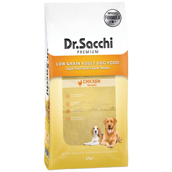 Dr.Sacchi Premium Chicken Tavuklu Düşük Tahıllı Yetişkin Köpek Maması 12kg