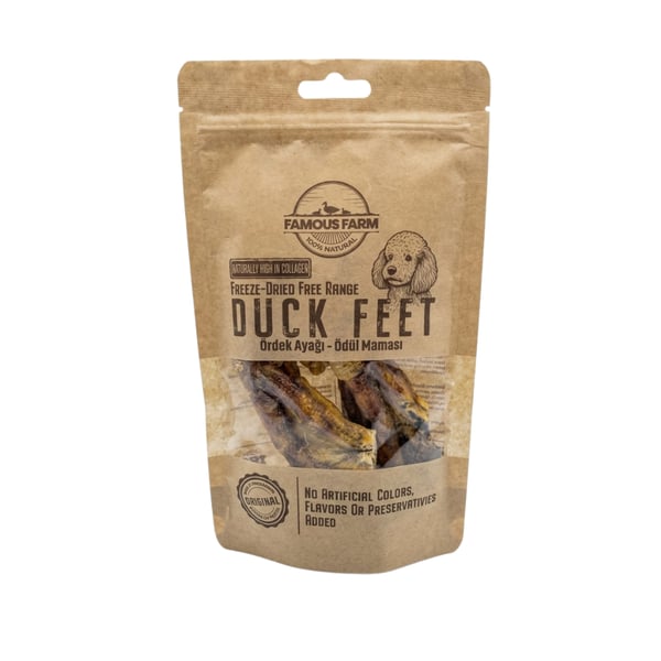 Famous Farm Dondurulmuş Kurutulmuş Ördek Ayak Köpek Ödül Maması 30 Gr
