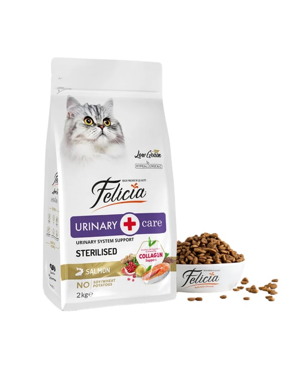 Felicia 2 Kg Kolajenli Somonlu Az Tahıllı Kısırlaştırılmış Kedi Maması HypoAllergenic Kedi Maması