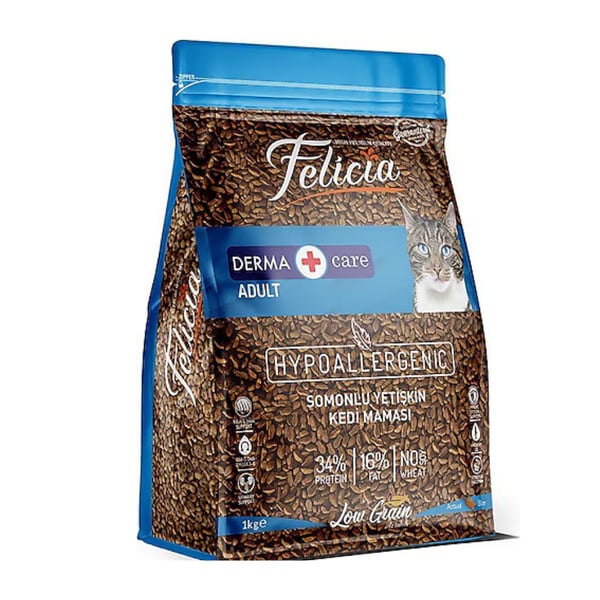 Felicia Az Tahıllı Yetişkin Somonlu Hipoalerjenik Kedi Maması 1 Kg