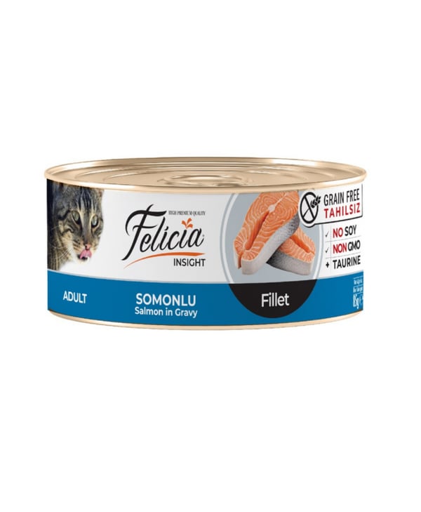 Felicia Tahılsız 85 gr Konserve Somonlu Fileto Yaş Kedi Maması