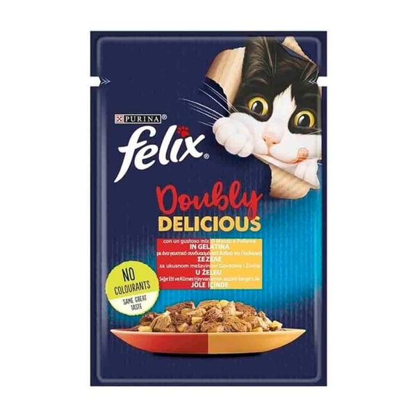 Felix Çifte Lezzet Tavuk ve Sığır Etli Yetişkin Kedi Konservesi 85gr