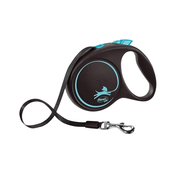 Flexi Black Design Şerit Otomatik Köpek Gezdirme Tasması 5mt Medium-Mavi