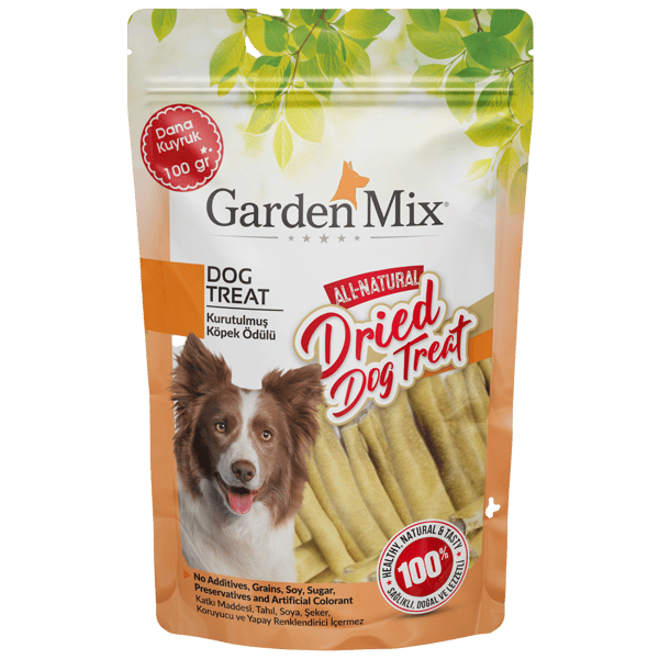 Garden Mix Kurutulmuş Dana Kuyruk Doğal Köpek Ödül Maması 100gr