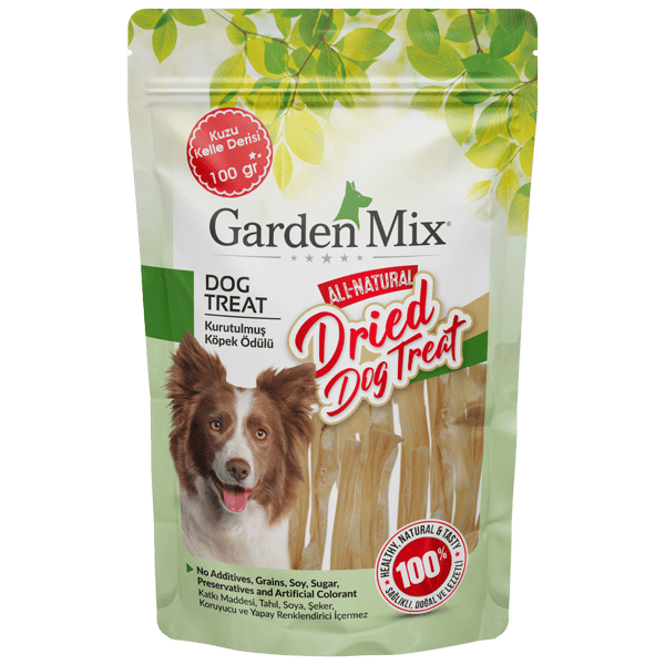 Garden Mix Kurutulmuş Kuzu Kelle Derisi Köpek Ödül Maması 100gr