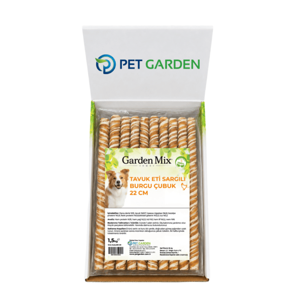 Garden Mix Tavuk Eti Sargılı Burgu Çubuk Köpek Ödülü 22 Cm- 1.5 Kg