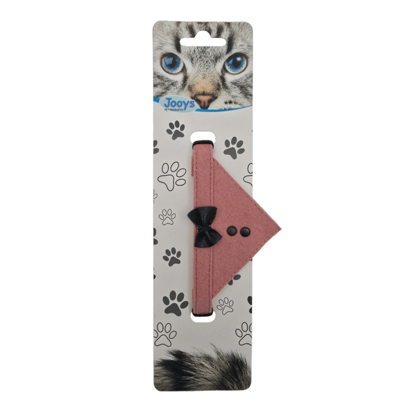 Jooys Kadife Zilli Fularlı Kedi Boyun Tasması Pudra