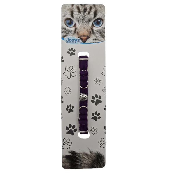 Jooys Kadife Zilli Halkalı Kedi Boyun Tasması Mor