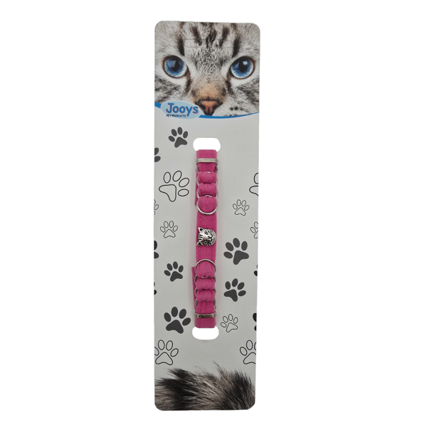 Jooys Kadife Zilli Halkalı Kedi Boyun Tasması Pembe