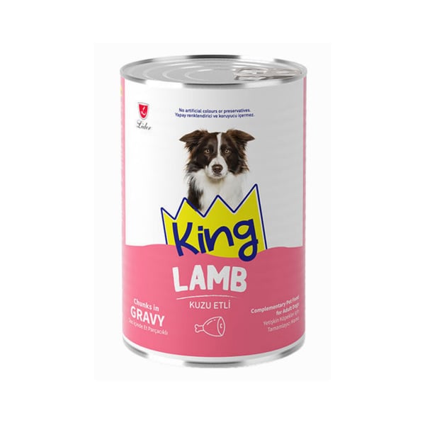King Sos İçerisinde Et Parçacıklı Kuzu Etli Köpek Konservesi 400 gr
