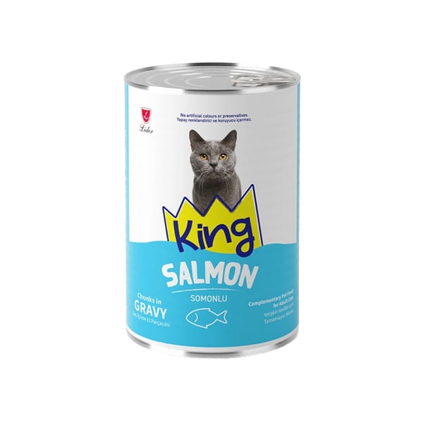 King Sos İçerisinde Et Parçacıklı Somonlu Kedi Konservesi 400 gr