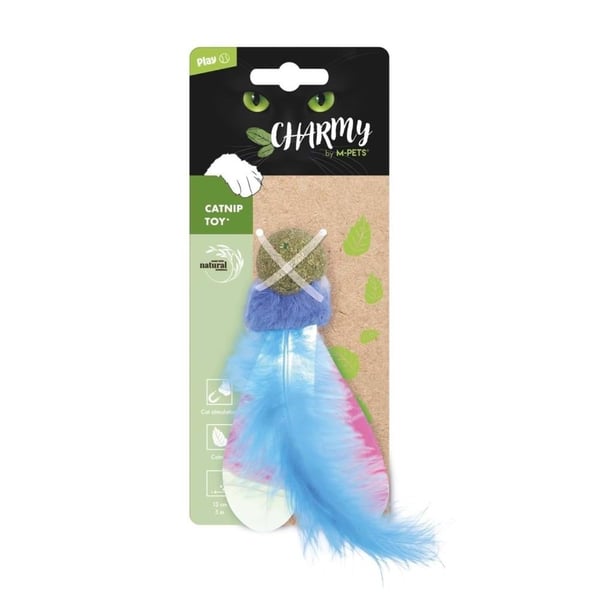 M-Pets Catnipli Tüylü Top Kedi Oyuncağı 13 cm Mavi