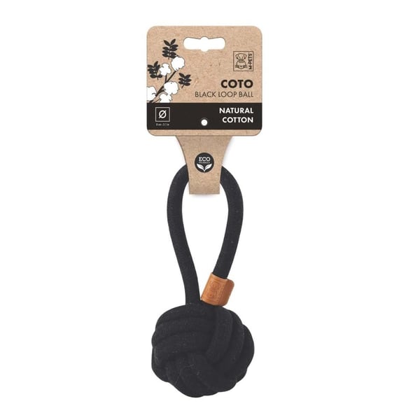 M-PETS Coto Çekmeli Örgü Top Köpek Oyuncağı 8 cm Siyah