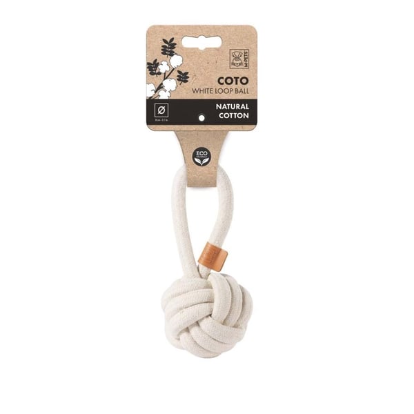 M-PETS Coto Çekmeli Örgü Top Köpek Oyuncağı 8 cm Beyaz