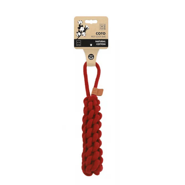 M-Pets Coto Loop Bar Örgü Çekmeli Köpek Oyuncağı Kırmız 34 cm