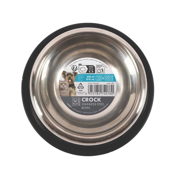 M-Pets Crock Kedi ve Köpekler İçin Paslanmaz Çelik Mama Kabı 355 ml S