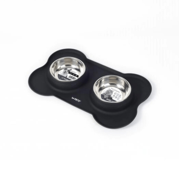 M-Pets Duet Silikon Mat Kedi ve Köpek Mama ve Su Kabı 400ml (Siyah)