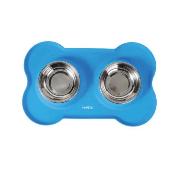 M-Pets Duet Silikon Mat Kedi ve Köpek Mama ve Su Kabı 400ml (Mavi)