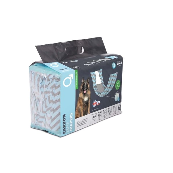 M-Pets Karbonlu Diapers Erkek Köpekler İçin Külot Bez 55-85 cm XXL 18'li