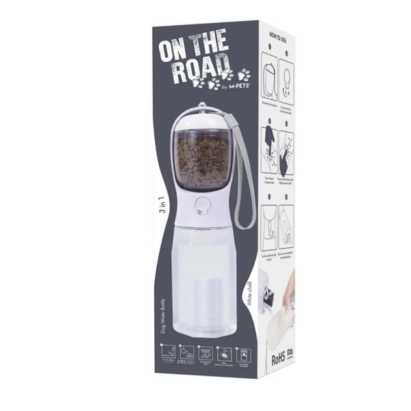 M-Pets On The Road 2İn1 Köpek Seyahat Suluğu 600Ml Beyaz