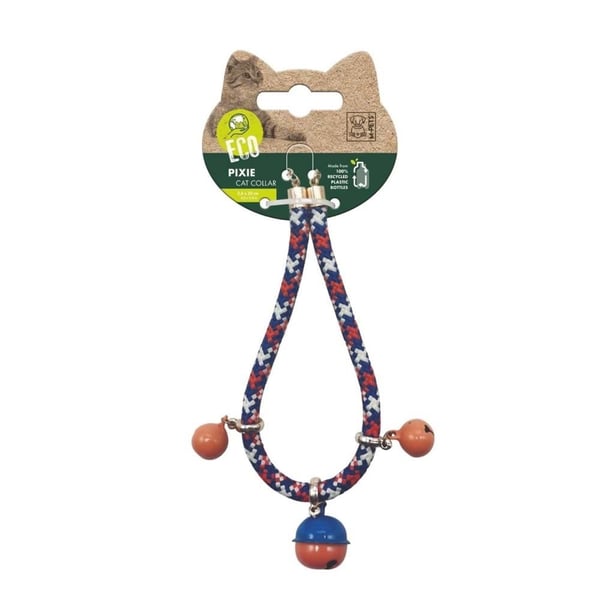 M-Pets Pixie Kedi Boyun Zilli Tasması 0.6x30 cm Mavi-Kırmızı