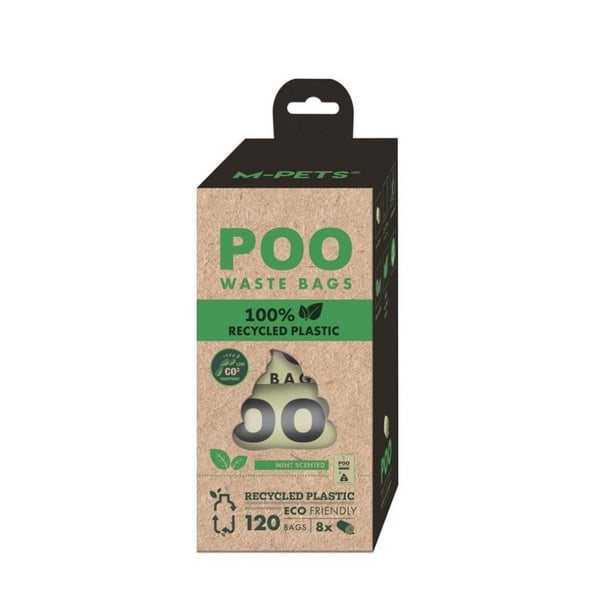 M-Pets Poo 100% Recycled Köpek Dışkı Poşeti Nane Kokulu 8X15 Yaprak