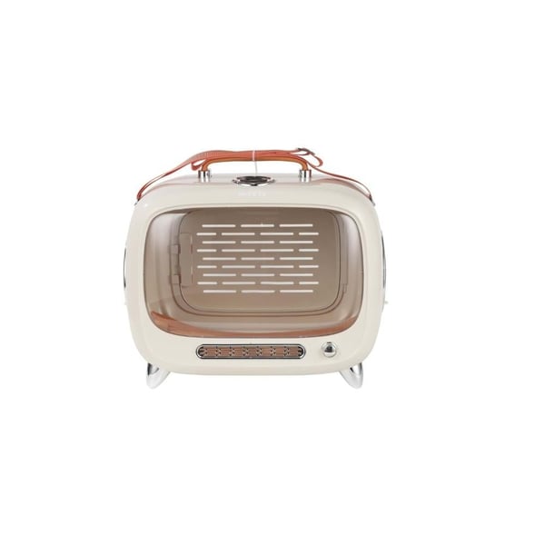 M-Pets Sixties Televizyon Şeklinde Kedi Taşıma Çantası 44.7x26.6x38.4 cm Beyaz