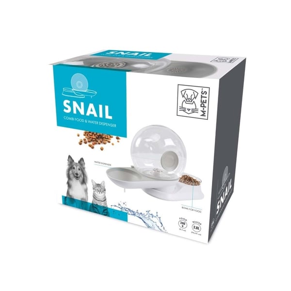 M-Pets Snail Hazneli Su ve Mama Kabı 2800 ml Beyaz
