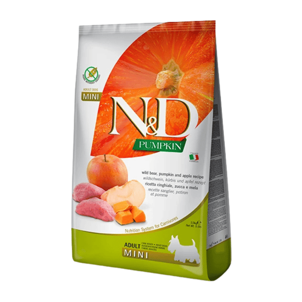 N&D Balkabaklı Yaban Domuzlu ve Elmalı Mini Irk Yetişkin Köpek Maması 2.5Kg