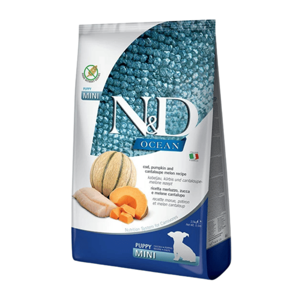 N&D Ocean Morina Balığı Bal Kabağı ve Kavunlu Tahılsız Küçük Irk Yavru Köpek Maması 2.5Kg