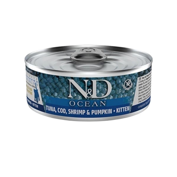 N&D Ocean Ton, Karides ve Balkabağı Yavru Kedi Yaş Maması 70 Gr