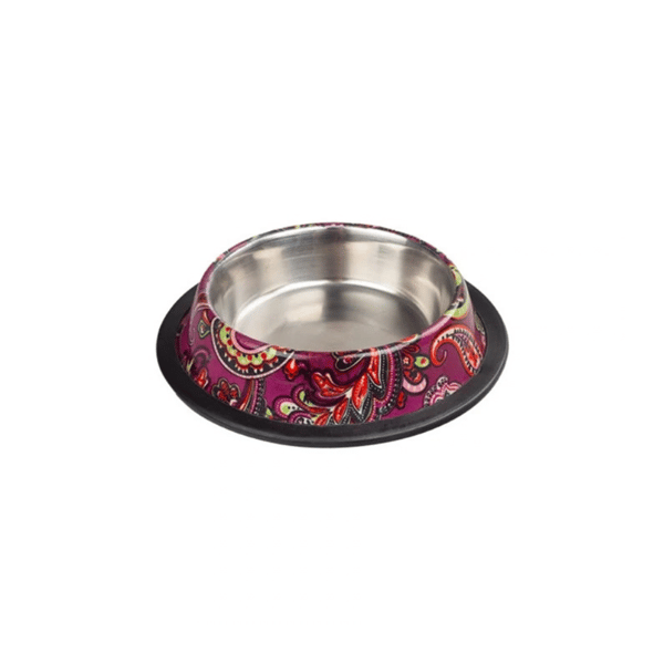 Oripet Asr(Isbl) Hint Desenli Kırmızı Köpek Mama Su Kabı 8oz