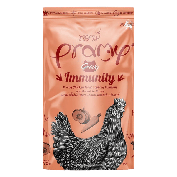 Pramy Immunity Sos İçinde Tavuk Etli Bal Kabaklı ve Havuçlu Kedi Konservesi 70gr