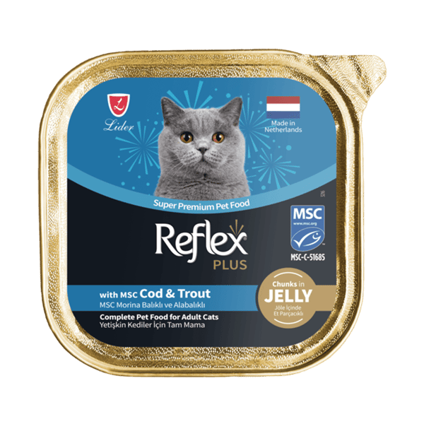 Reflex Plus Jöle İçinde Parça Morina ve Alabalıklı Yetişkin Kedi Yaş Maması 85gr