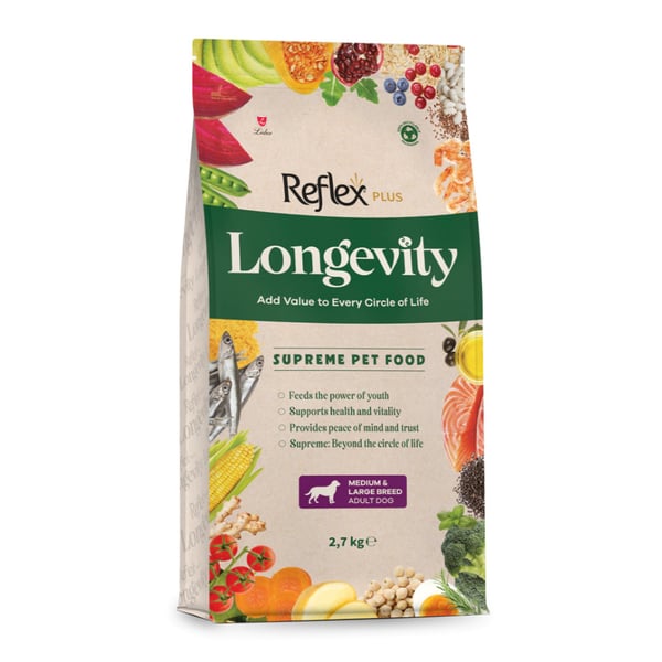 Reflex Plus Longevity Hipoalerjenik Orta ve Büyük Irk Yetişkin Köpek Maması 2.7kg