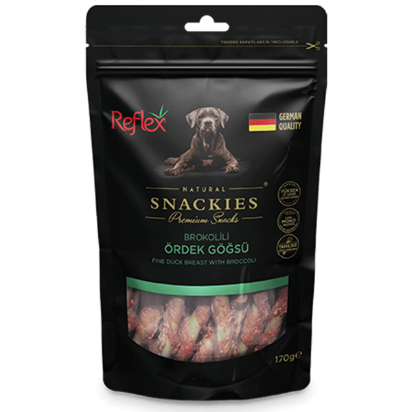 Reflex Snackies Natural Brokolili Ördek Göğsü Tahılsız Köpek Ödül Çubuğu 170gr