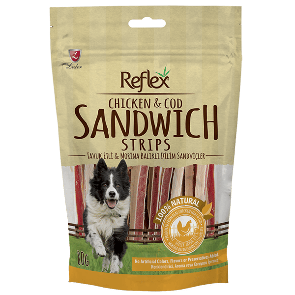 Reflex Tavuk Ve Morina Balık Sandviç Çubuk Köpek Kurutulmuş Et Ödülü 80gr