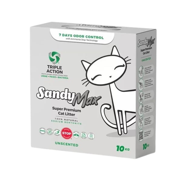 Sandy Max Aktif Karbonlu Topaklanan Tozsuz Kedi Kumu 10 Kg