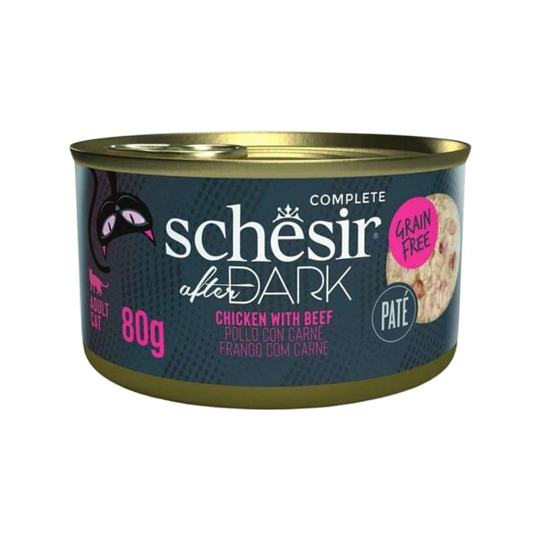 Schesir After Dark Pate Tavuklu ve Sığırlı Yetişkin Kedi Konservesi 80 gr