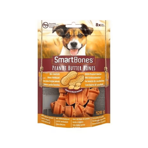 SmartBones Köpek Ödül Kemiği Yer Fıstığı Ezmeli Mini (8li) 128g