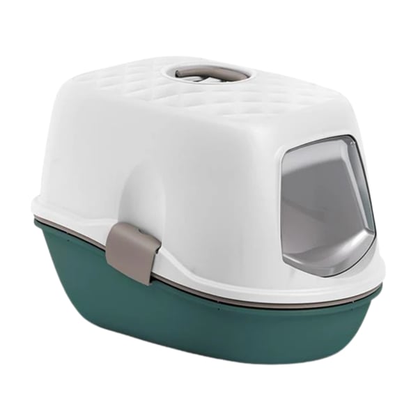 Stefanplast Furba Top Chic Kapalı Elekli Kedi Tuvaleti Beyaz Yeşil 58.5x39.4x42cm