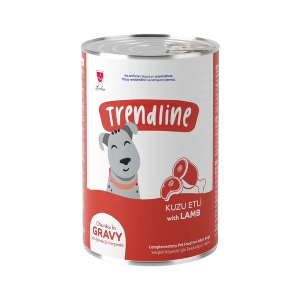 Trendline Konserve Sos İçinde Et Parçacıklı Kuzu Etli Yetişkin Köpek Konservesi 400 gr