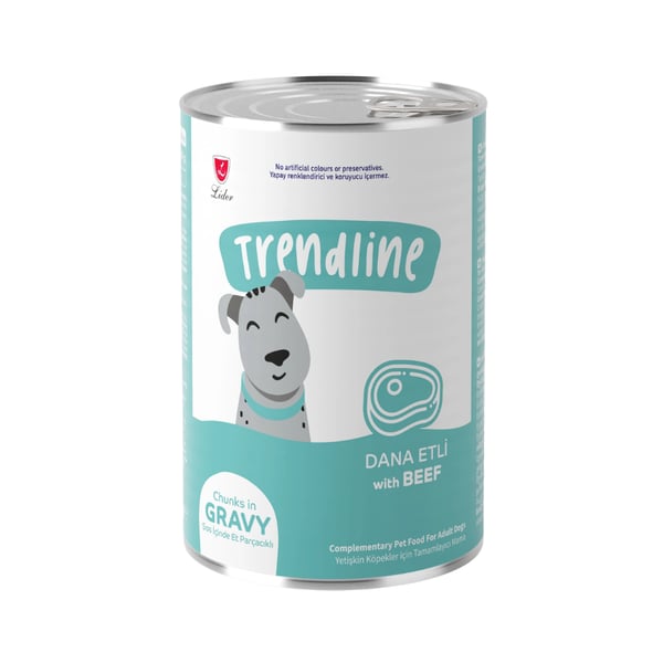 Trendline Sos İçerisinde Et Parçacıklı Dana Etli Yetişkin Köpek Konservesi 400 gr
