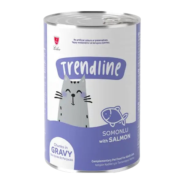 Trendline Sos İçerisinde Et Parçacıklı Somonlu Yetişkin Kedi Konservesi 400 gr