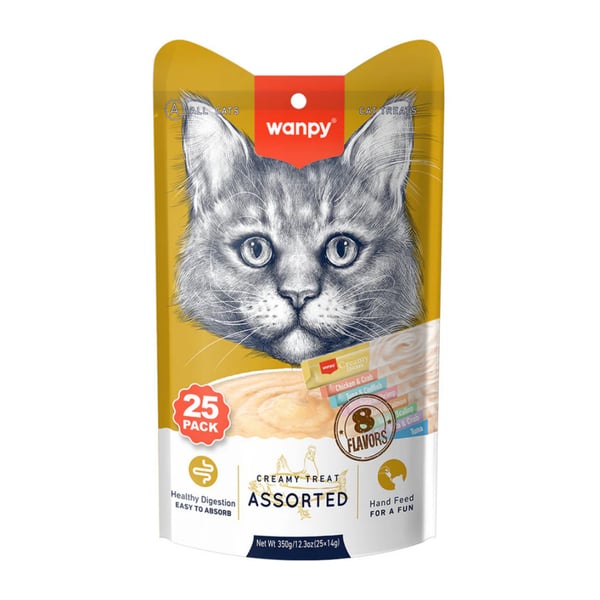 Wanpy Karışık 8 Lezzetli Krema Kedi Ödülü MİX 25 x 14 gr