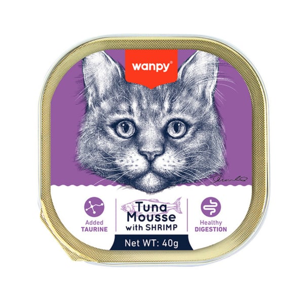 Wanpy Kedi 40 gr Ton Balıklı Ve Karidesli Alutray Kedi Yaş Maması