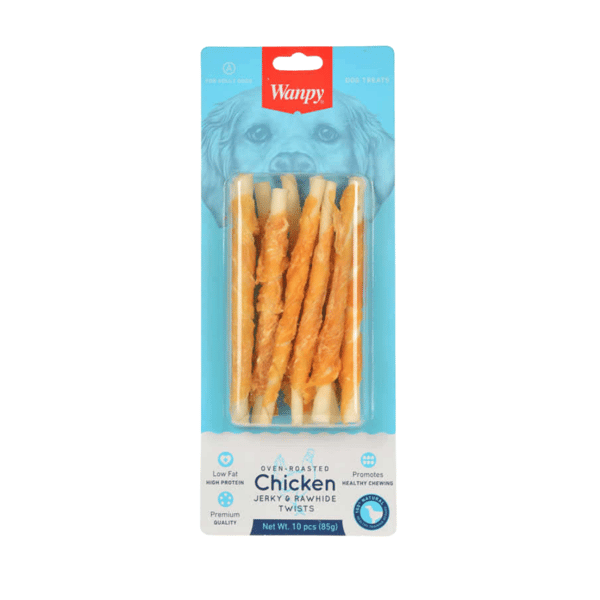 Wanpy Oven Roasted Deri Burgu Çubuk Üzerine Tavuk Sarılı Köpek Ödülü 85 Gr