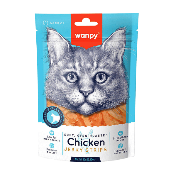 Wanpy Oven Roasted Jerky Strips Yumuşak Tavuklu Kedi Ödülü 80 Gr