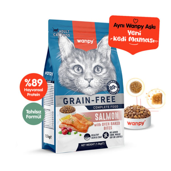 Wanpy Somonlu Tahılsız Yetişkin Kedi Maması 1.5 kg